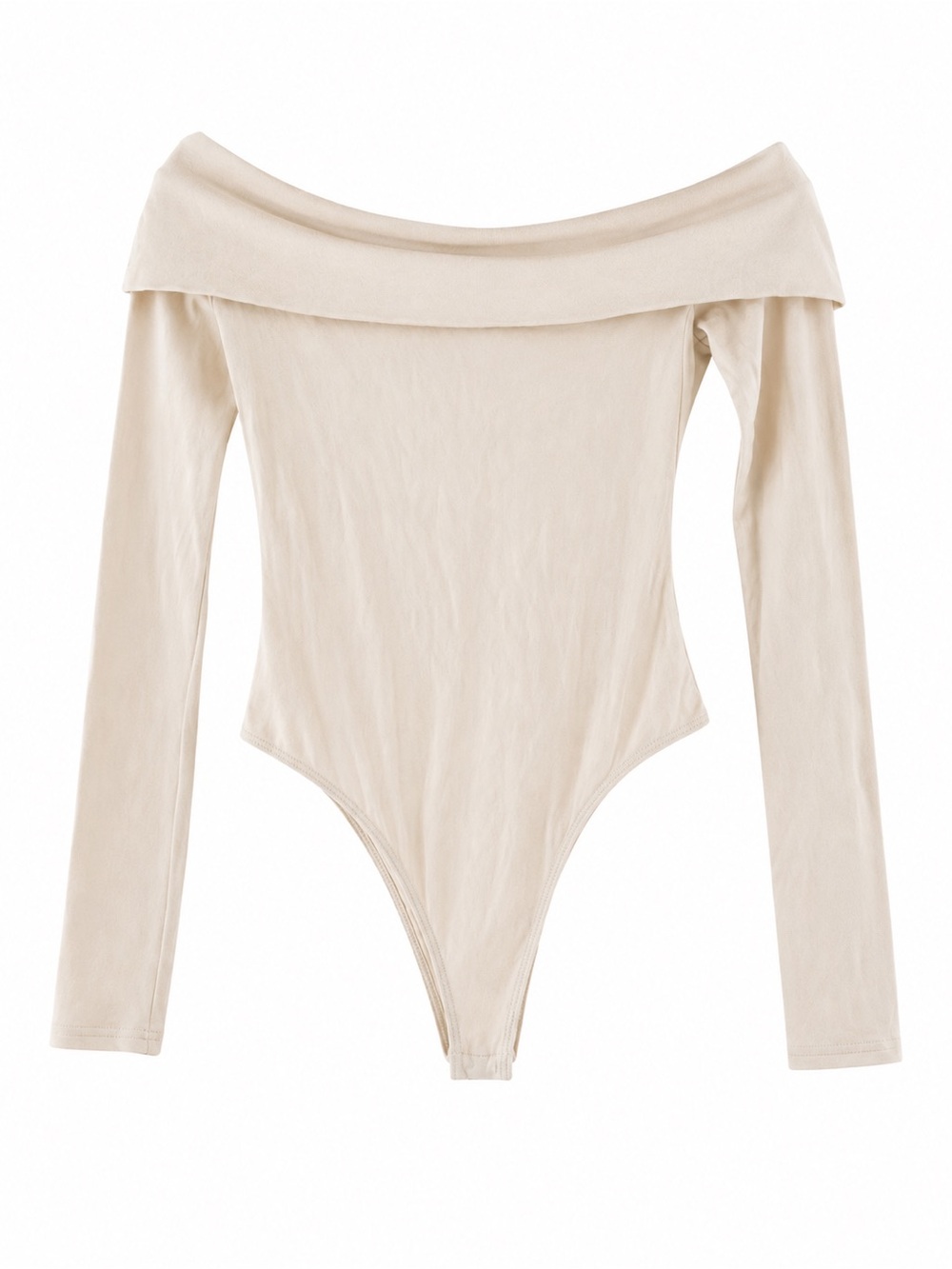 Astr The Label Off-Shoulder Long Sleeve Bodysuit - Neutral/Off-White - Size XS
